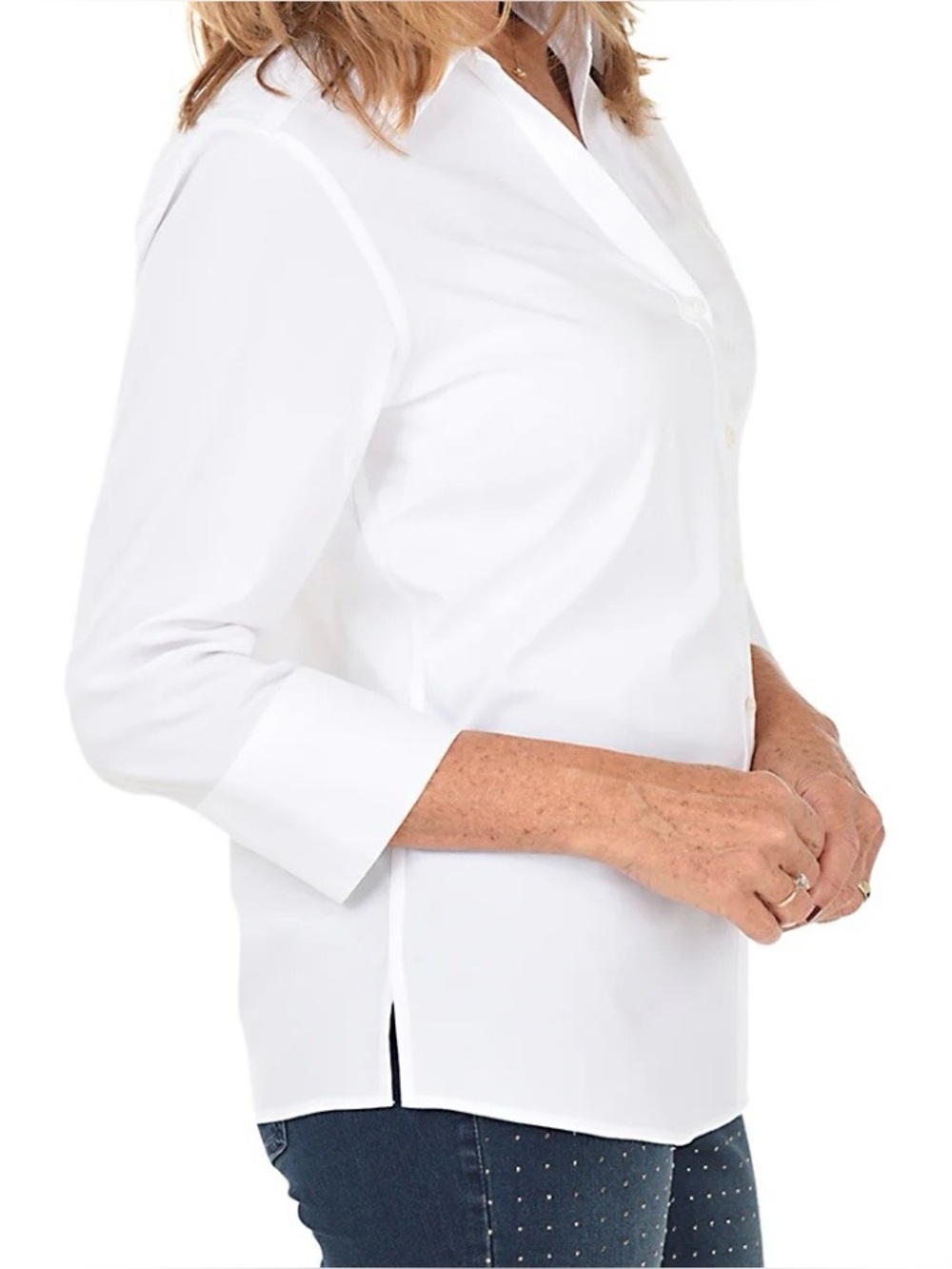 Foxcroft White Non-Iron Shaped Fit Button-Up - Picture 4 of 9